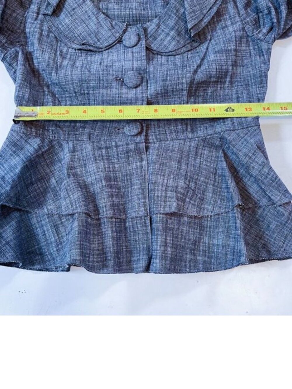 ACORN Vintage Style Portrait Collar Ruffle Peplum Jacket Blazer Top Small - Picture 8 of 9